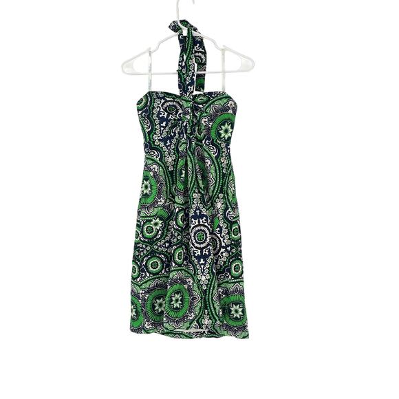 Shoshanna Halter Green Paisley Mini Dress‎ Size 4 Fairy Classic - Picture 1 of 5